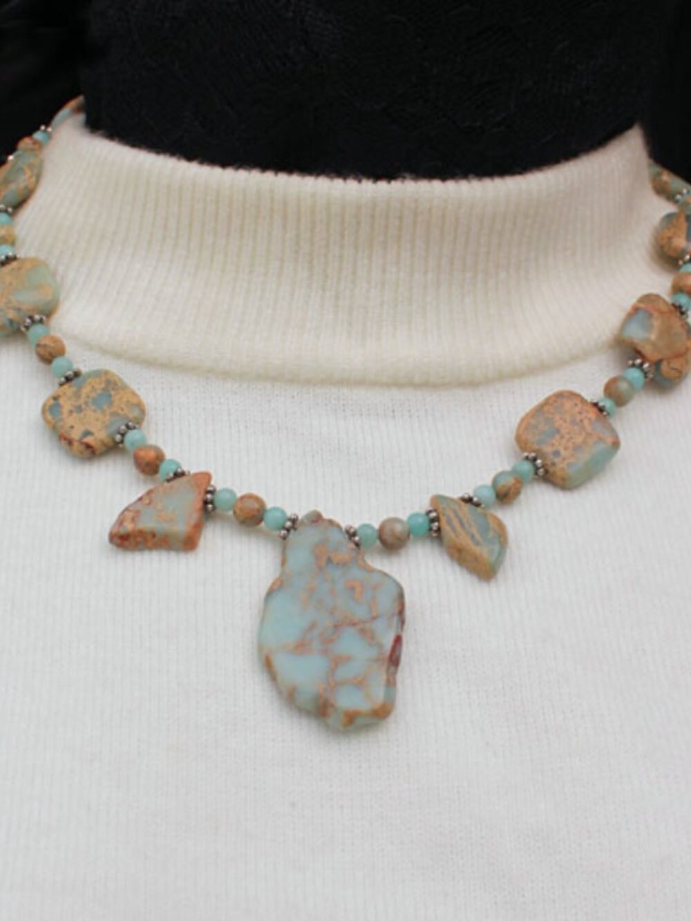 Sea Jasper Necklace: Blue-Green Gemstone Jewelry